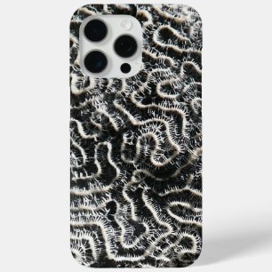 Coque iPhone 15 Pro Max Corail noir et blanc I Abstrait Nature Photo
