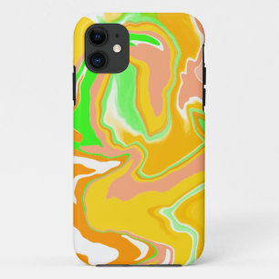 Case-Mate iPhone Case Corail, Orange, Lime Green Swirl Marbre Fluid Art