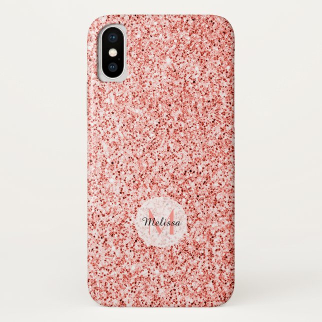 Coques Case-Mate iPhone Corail rose pâle scintille pastel (Dos)