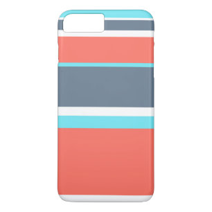 Case-Mate iPhone Case Corail vivant, bandes bleues et grises
