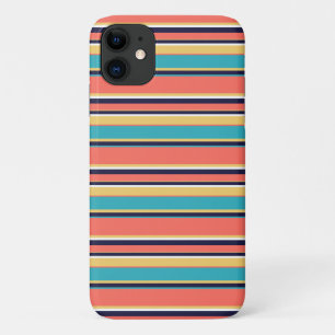 Case-Mate iPhone Case Corail vivant, rayures bleues et jaunes