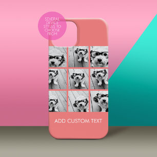Coque Pour iPhone 15 Coral 9 Photo Collage dans une grille moderne