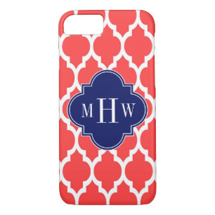 Coque Case-Mate Pour iPhone Coral Red What Marocain #4 Nom de la marine Monogr