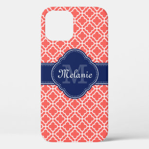 Case-Mate iPhone Case Coral rose What Marocain Motif Marine Monogramme