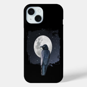 Coque Pour iPhone 15 Corbeau des forêts Lune froide