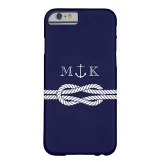 Coque iPhone 6 Barely There Corde et monogramme nautiques d'Ancre dans la
