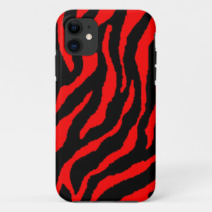 Coque iPhone 11 Corey Tiger 80s Néon Rayures de Tigre (Rouge)
