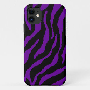 Coque iPhone 11 Corey Tiger 80s Néon Rayures de Tigre (Violet)
