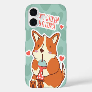 Coque Pour iPhone 16 Corgi Cutie Boba Love Funny Chien Téléphone
