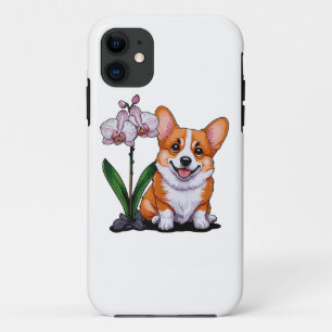 Case-Mate iPhone Case Corgi mignon avec orchidée