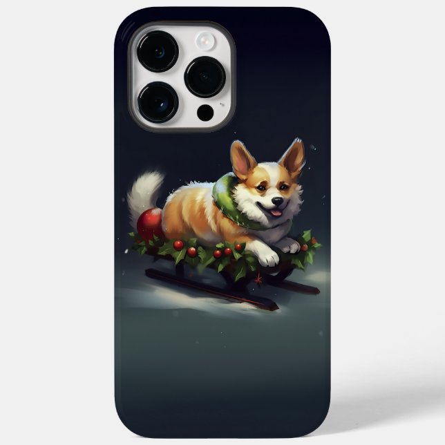 Coques Case-Mate iPhone Corgi neige de Noël hiver (Verso)