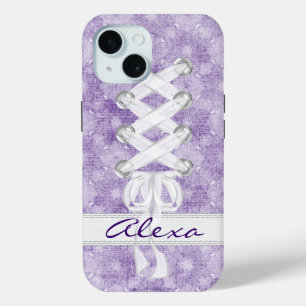 Coque Pour iPhone 15 Corset Lacée Sur Violet Avec Nom