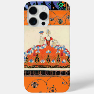 COQUE iPhone 15 PRO MAX COSTUMIER DE DAME ORANGE BLACK SWIRLS /FASHION