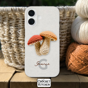Coque Pour iPhone 16 Cosy Cottagecore Crochet Champignons Monogramme No