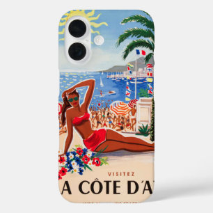 Coque Pour iPhone 16 Cote D'Azur Poster Vintage Français