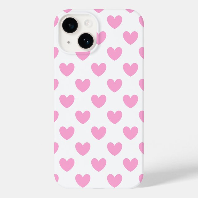 Coques Case-Mate iPhone Coton Candy Pink coeurs sur blanc (Verso)
