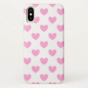 Coque iPhone X Coton Candy Pink coeurs sur blanc