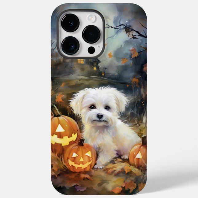 Coques Case-Mate iPhone Coton De Tulear Halloween Avec Peur Citrouille (Verso)