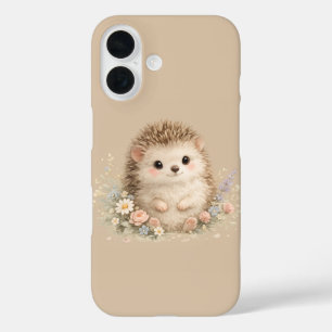 Coque Pour iPhone 16 Cottage Floral Kawaii Cadeau Hérisson