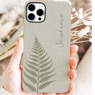 Coques iPhone 16 Pro Max Cottagecore Forêt de Sauge Fougère Nom Personnalis