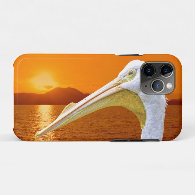 Coques Case-Mate iPhone Coucher de soleil américain de Pélican blanc à Cor (Dos (Horizontal))