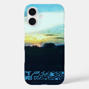 Coque Pour iPhone 16 Coucher de soleil bleu