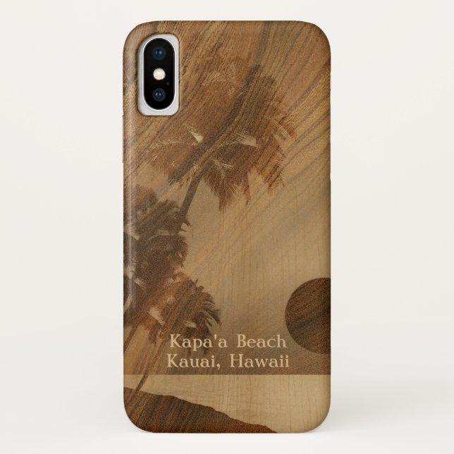 Coques Case-Mate iPhone Coucher de soleil de Kapaa Faux Koa Wood (Dos)