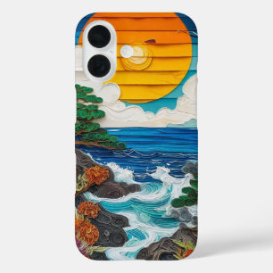 Coque Pour iPhone 16 Coucher de soleil esthétique sur l'océan en été, p