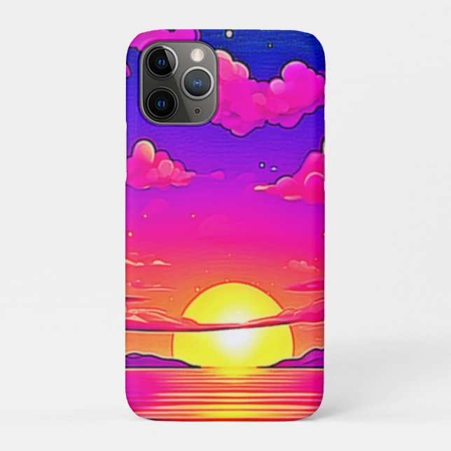 Coques Case-Mate iPhone Coucher de soleil rose et violet (Dos)