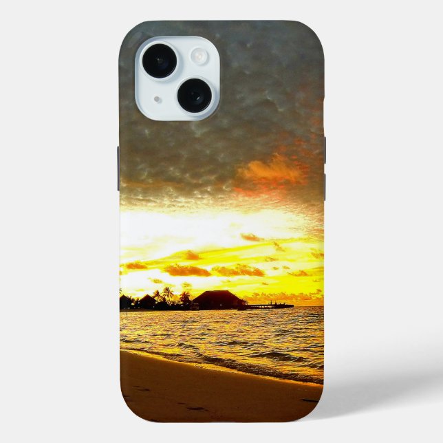 Coques Case-Mate iPhone Coucher de soleil sur les Maldives (Verso)