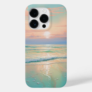 Coque Pour iPhone 14 Pro Coucher de soleil sur un paysage de plage tranquil