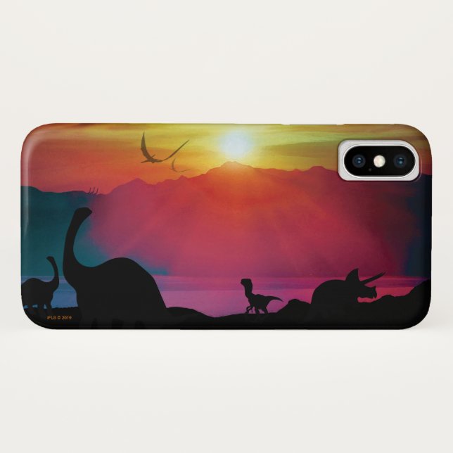 Coques Case-Mate iPhone Coucher du soleil de dinosaure (Dos (Horizontal))
