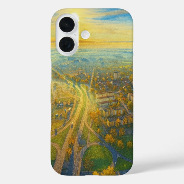 Coques Case-Mate iPhone Coucher du soleil de la ville (Verso)