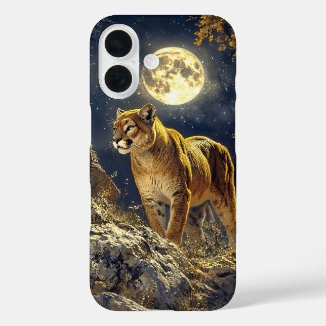 Coques Case-Mate iPhone Cougar in the Moonlight Wildlife Art (Verso)
