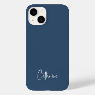 Coque Pour iPhone 14 Couleur de tendance Grave Bleu Minimaliste