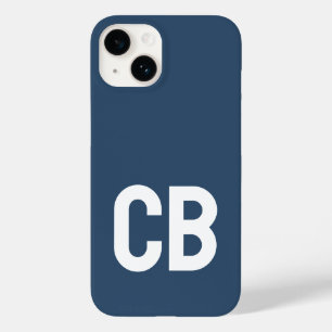 Coque Pour iPhone 14 Couleur de tendance Grave Bleu Minimaliste Monogra