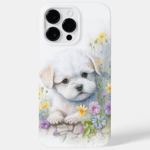 COQUE POUR POUR iPhone 14 PRO MAX COULEUR D'EAU ADORABLE CHIEN À POULET BLANC MALTES