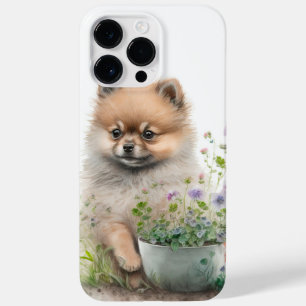 COQUE POUR POUR iPhone 14 PRO MAX COULEUR D'EAU ADORABLE CHIEN POMERANIEN ROUGE