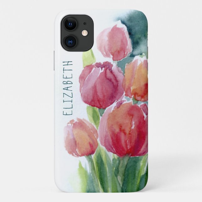 Coques Case-Mate iPhone Couleur d'eau des tulipes rouges  (Dos)