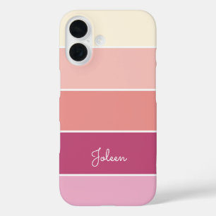 Coque Pour iPhone 16 Couleur d'été personnalisée rose Bandes