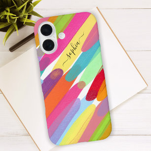 Coque Pour iPhone 16 Couleur Diagonale, Nom, Peinture Abstraite