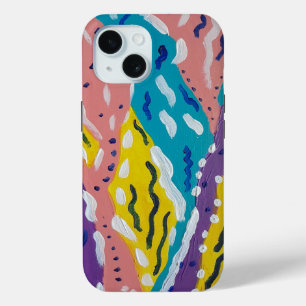 Coque Pour iPhone 15 Couleur et flux peinture Abstraite