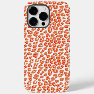 Coque Pour Pour iPhone 14 Pro Max Couleur orange et Empreinte de léopard blanc