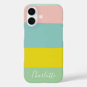 Coque Pour iPhone 16 Couleur Pastel Personnalisée Bloc de couleur Moder
