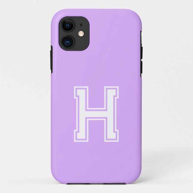 Coques Case-Mate iPhone Couleur solide Mauve | Monogramme minimal (Dos)