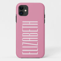 Couleur solide rose bonbon | Monogramme minimal