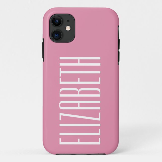Coques Case-Mate iPhone Couleur solide rose bonbon | Monogramme minimal (Dos)