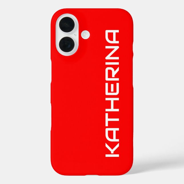 Coques Case-Mate iPhone Couleur solide rouge | Nom blanc classique (Verso)