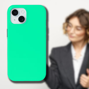 Coque Pour iPhone 15 Couleur solide verte marine   Classique   Élégant