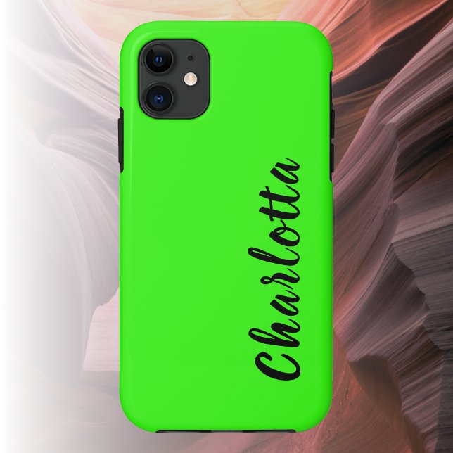 Coques Case-Mate iPhone Couleur solide verte néon | Personnaliser (Créateur téléchargé)